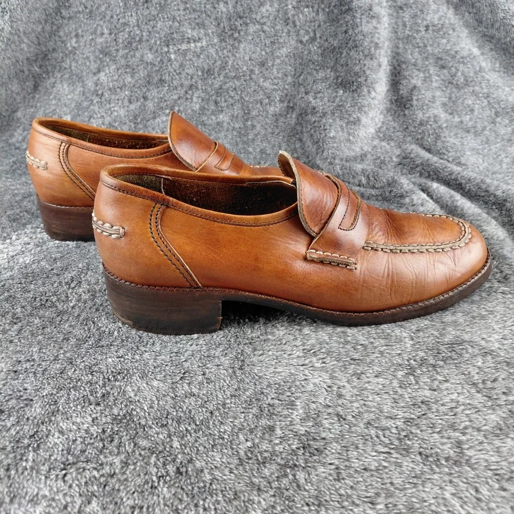 Florsheim Vintage Tan Leather Penny‎ Loafers Made in Brazil 8W Whipstitch 70s